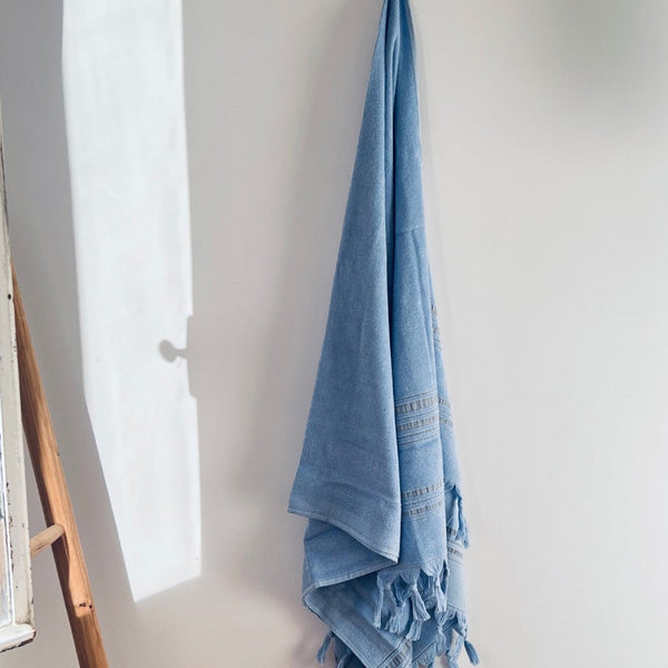 Hamamtuch Frottee / Hamamtuch Bio hellblau