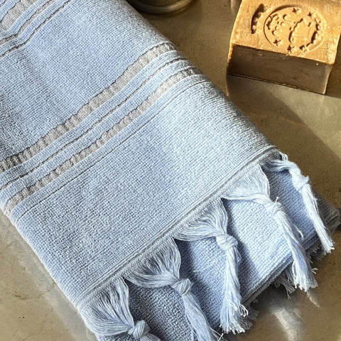 Hamamtuch Frottee / Hamamtuch Bio hellblau