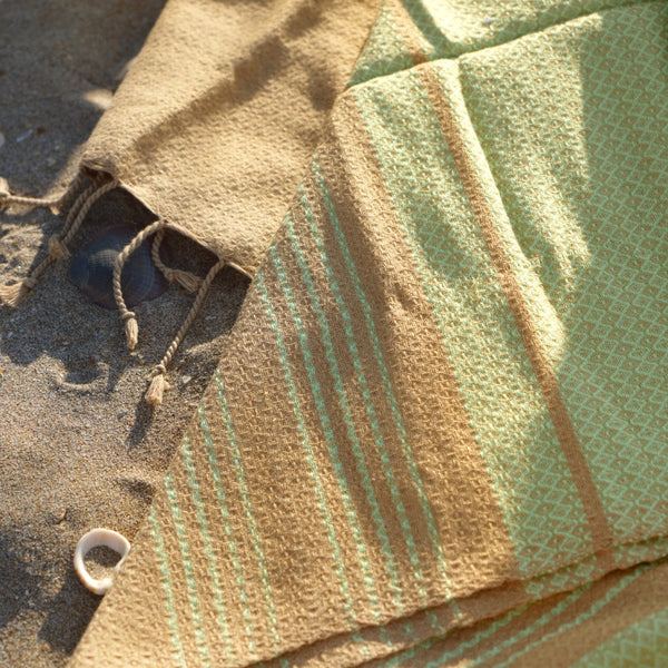 Hamamtuch Bio-Baumwolle Sand pistaziengrün