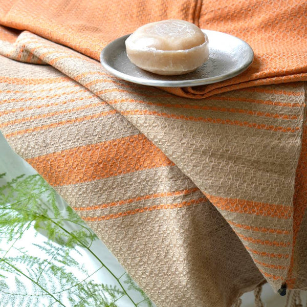 Hamamtuch Bio-Baumwolle Sand helles Orange