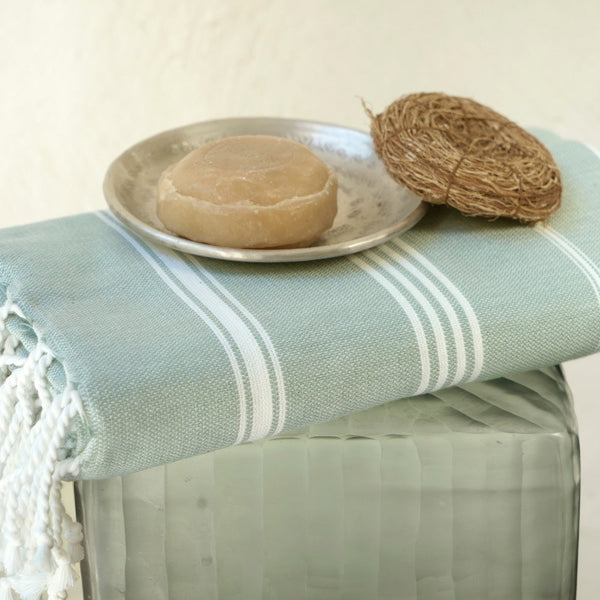 Hamamtuch Bio-Baumwolle "Fouta Hammam" hellgrün