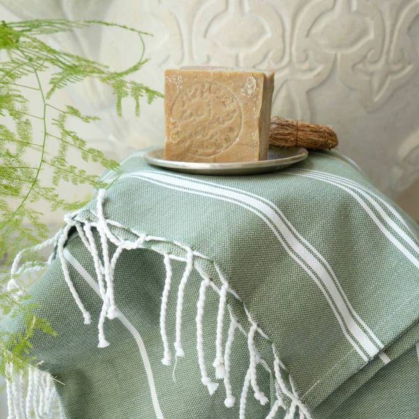 Hamamtuch Bio-Baumwolle "Fouta Hammam" tannengrün