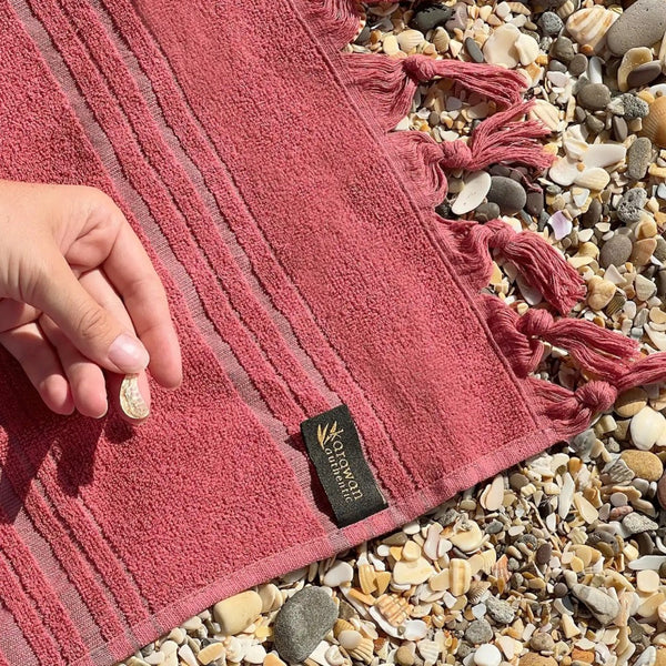 Hamamtuch Frottee / Hamamtuch Bio kirschrot