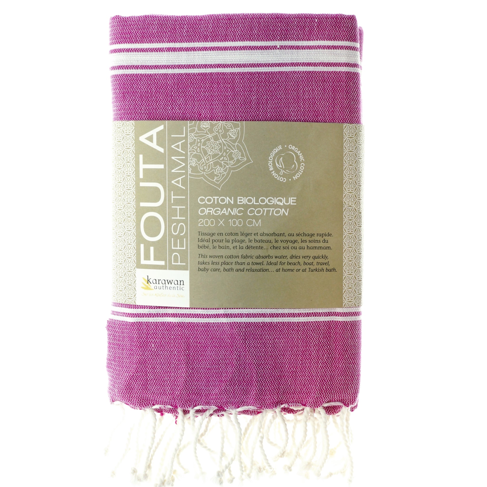 Hamamtuch Bio-Baumwolle "Fouta Hammam" Violett von Karawan Authentic
