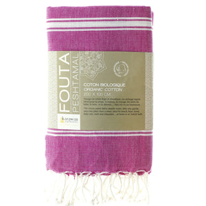 Hamamtuch Bio-Baumwolle "Fouta Hammam" Violett von Karawan Authentic
