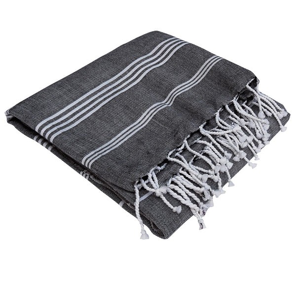 Hamamtuch Bio-Baumwolle Fouta Hammam schwarz