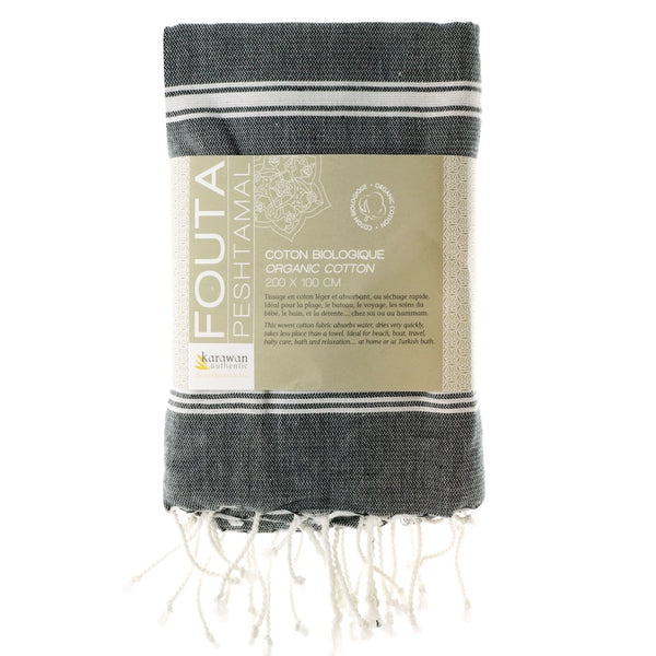 Hamamtuch Bio-Baumwolle Fouta Hammam schwarz