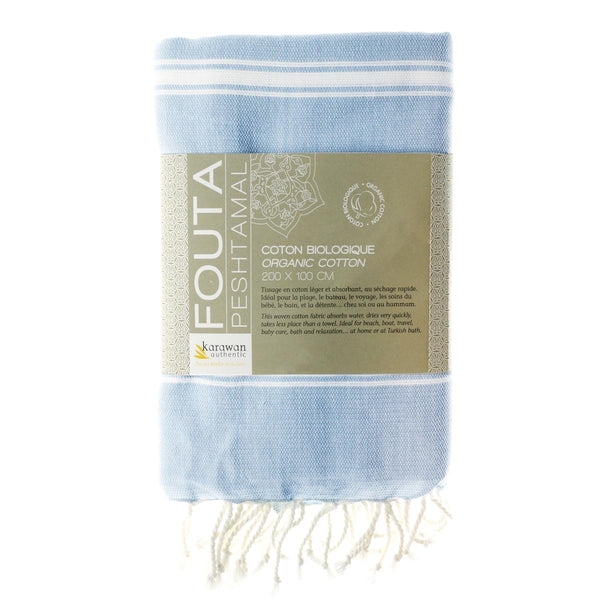 Hamamtuch Bio-Baumwolle von Karawan "Fouta Hammam" Hellblau